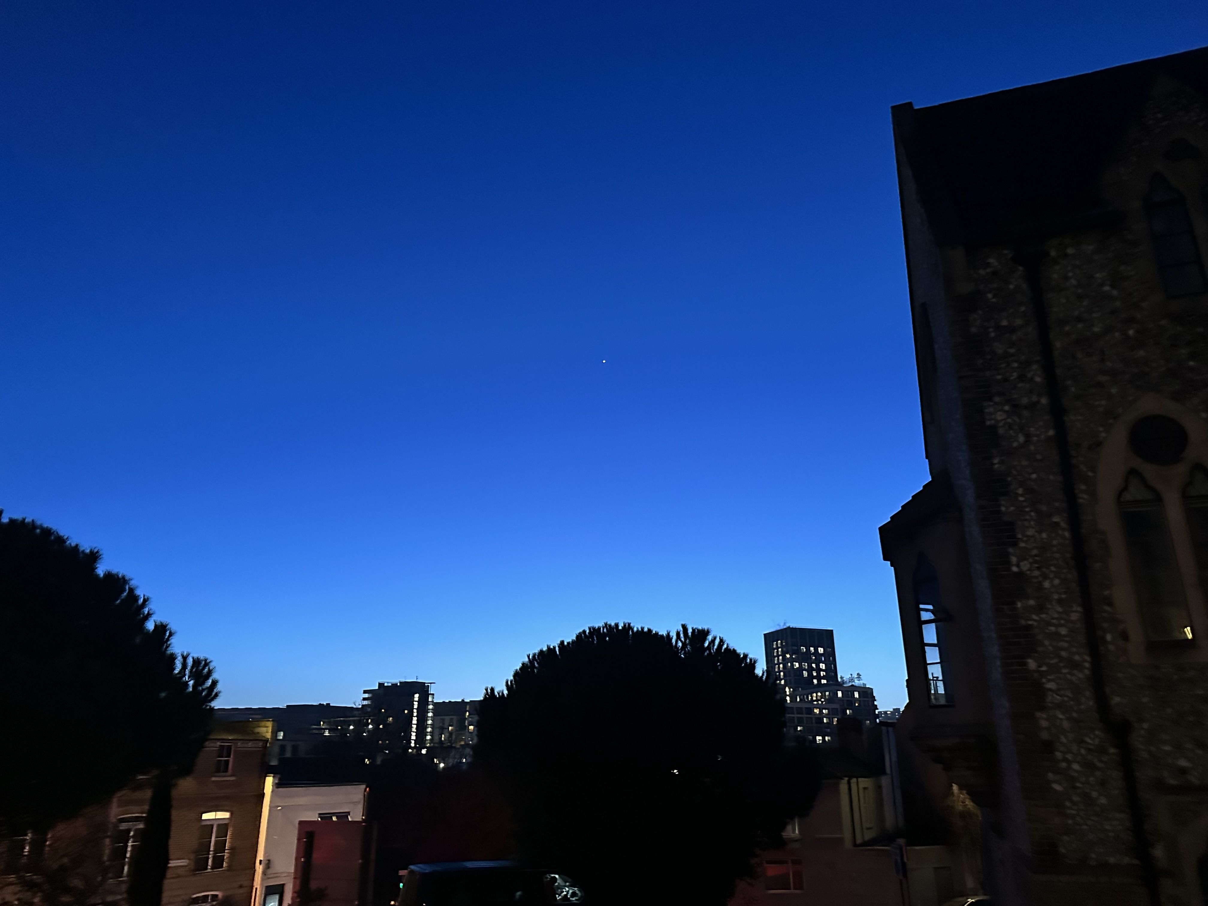 Photo of the inky-blue sky over Brighton