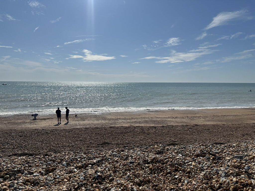 A photo of a sunny beach