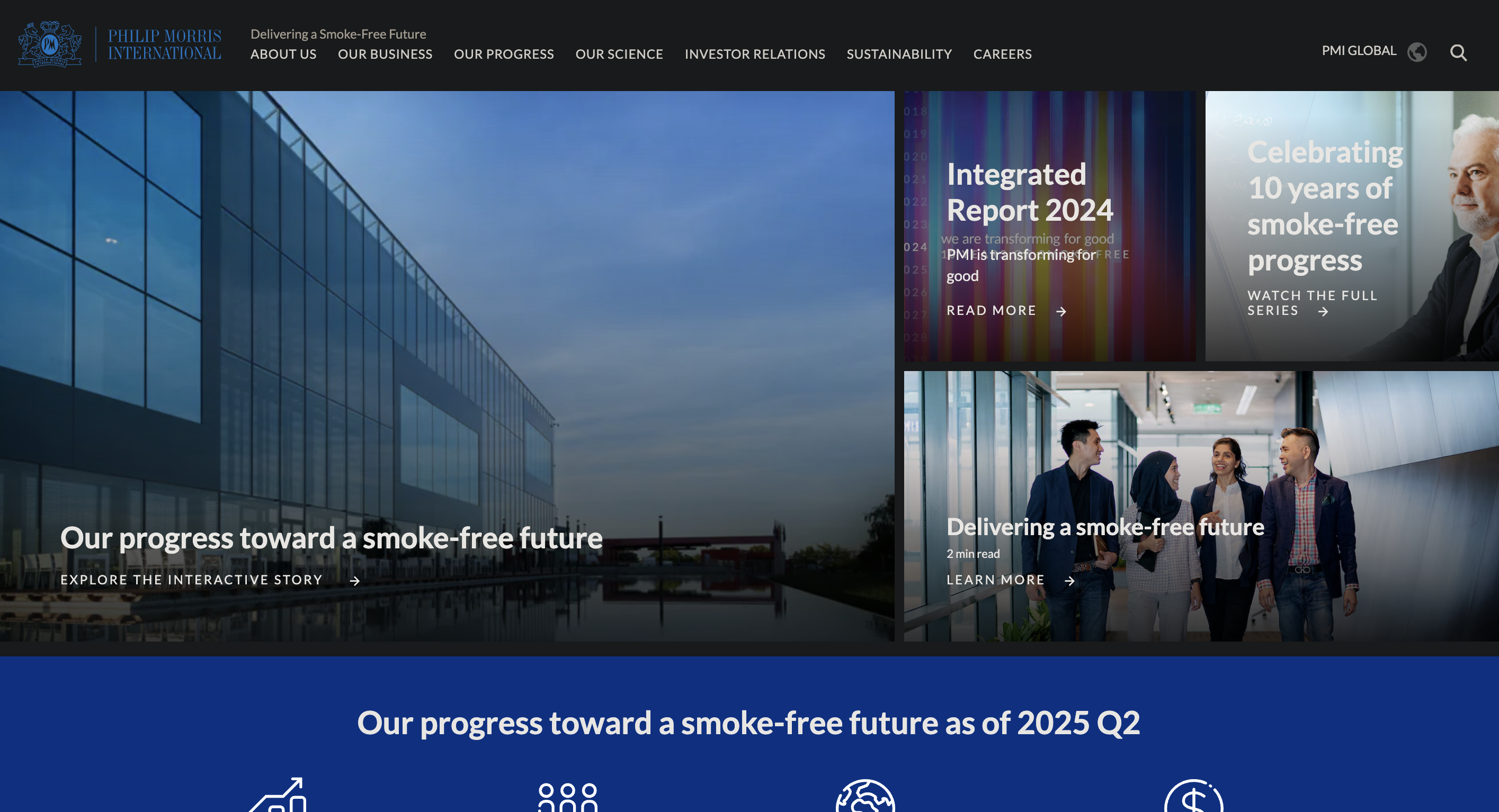 screenshot of a bit of the phillip morris homepage